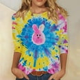 thumbnail image 2 of ZVAVZ Chemises de Pâques Amusantes pour Femmes, Style de Pâques pour Femmes, Chandail à Encolure Dégagée, Blouse Décontractée Mignonne à Manches 3/4, T-Shirts de Professeur de Pâques en Solde Multicolore 3TG, 2 of 5