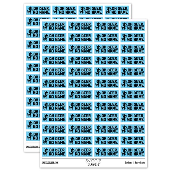 Oh Deer Dear No Name Teacher Student School Sticker Set - Light Blue - Gloss Finish - 1.25" Mini
