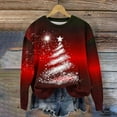 thumbnail image 2 of Plus Size Christmas Outfits Womens Xmas Tree Printed Sweatshirt Crewneck Long Sleeve Loose Tops Festive Clothes (XL, Red), 2 of 4