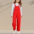 thumbnail image 7 of CPNG Girls Overalls Kids Casual Sleeveless Wide Leg Jumpsuit Pure Cotton Solid Color Loose Rompers(Red,4-5 Years), 7 of 7