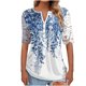 thumbnail image 1 of Blusa informal de manga corta con cuello en V y malla de encaje con estampado floral para mujer OAVQHLG3B Store lin121212, 1 of 4