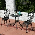 thumbnail image 6 of Sunnydaze Flower 3-Piece Cast Aluminum Outdoor Bistro Set with 2 Chairs and Table, Black, 6 of 9