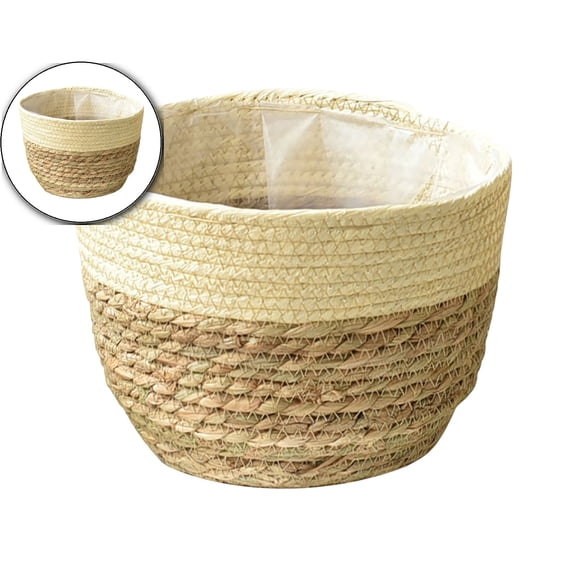 VQPeo Seagrass Woven Planter Basket, Flower Pot Cover, Multipurpose Storage Organizer for Home Garden Decor and Tidying