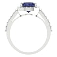 thumbnail image 4 of 1.86 ct Round Cut Simulated Blue Sapphire with Simulated Diamond Halo Accents 18K White Gold Womens Engagement Ring, 4 of 5