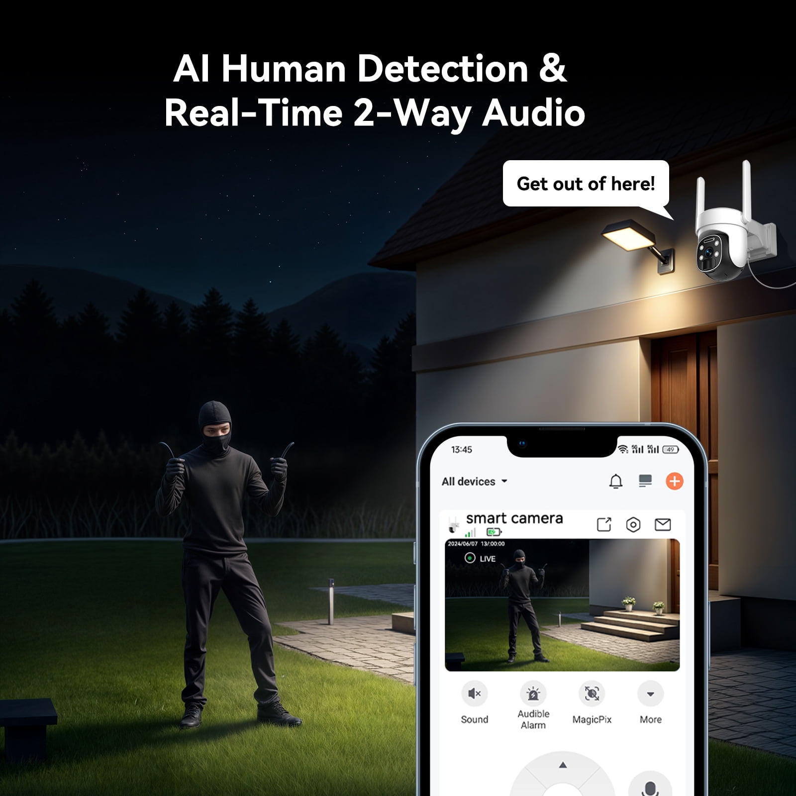 4G LTE Cellular Security Camera Outdoor with 32G TF card, 2K No WiFi Solar Camera Outdoor Wireless Color Night Vision, Cellular Cameras for Security 360° Viewing, PIR Motion Sensor,2Pack