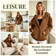 thumbnail image 3 of Women's Oversized Hoodies Sweatshirts Pullovers Long Sleeve Zipper Neck Fleece Sweater With Pocket Casual Loungewear Streetwear Outfits Ultra Soft All Day Comfort Cozy | CSEONE,Gray S, 3 of 9