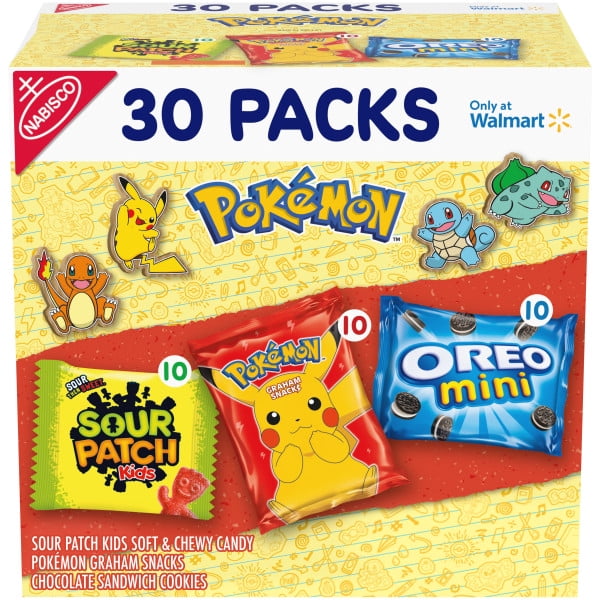 Nabisco Snacks Variety Pack, Pokemon Graham Snacks, OREO Cookies & SOUR PATCH KIDS Candy, 30 Snack Packs