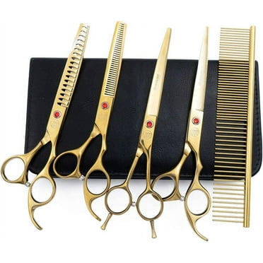 Professional Dog Grooming Scissors Set, 7 Inch/8 Inch Pet Grooming Scissors Chunkers Shears for Dog, Curved Dog Grooming Scissors, Thinning Shears for Dog with Grooming Comb