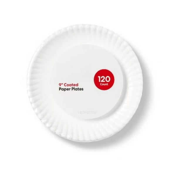 9" Coated Disposable Paper Plates - 120 Count