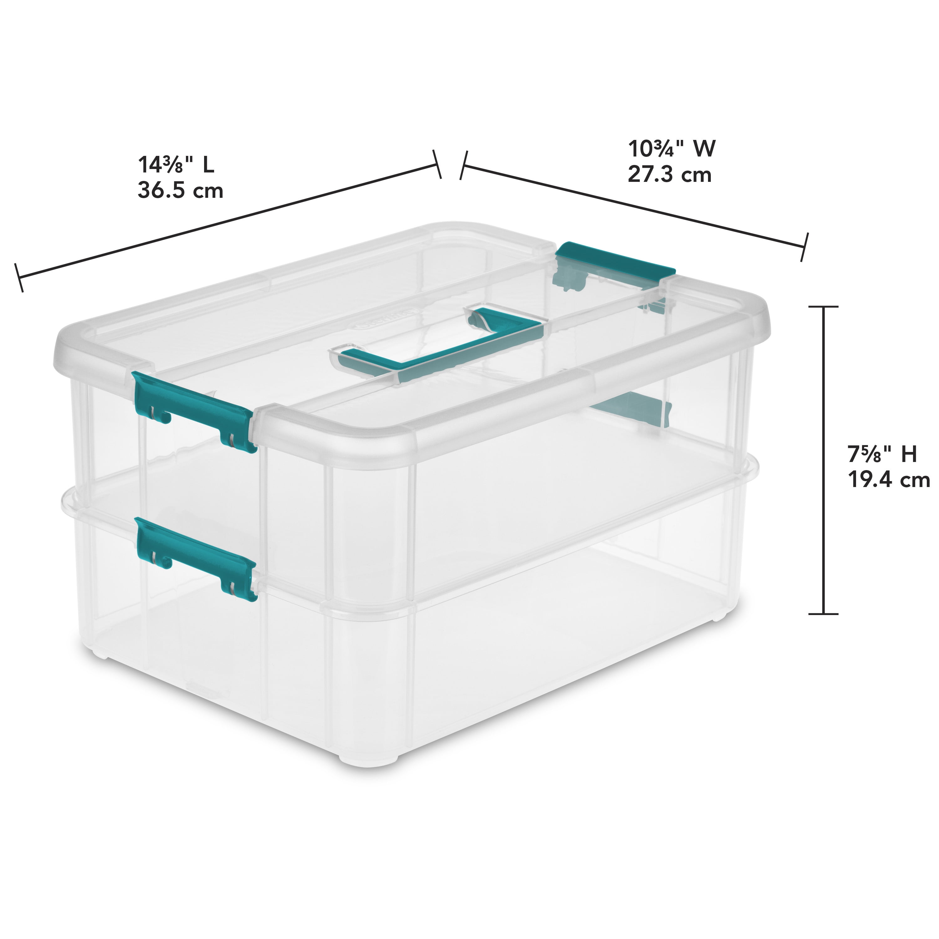 Sterilite, Stack & Carry 2 Layer Handle Box, Teal Sachet 