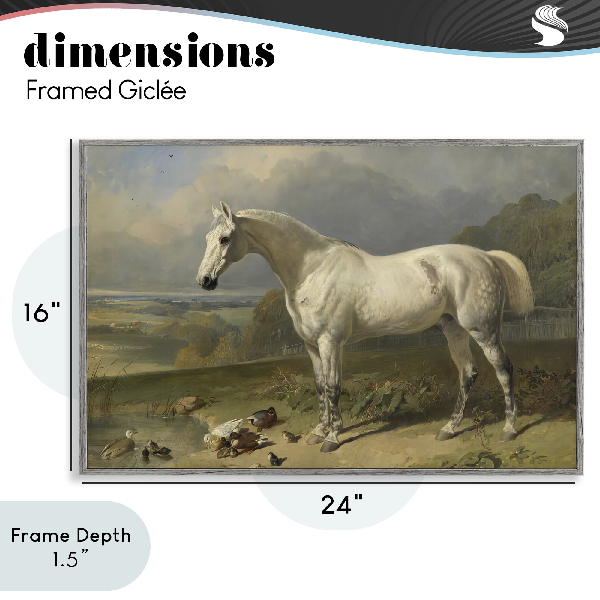 Stupell Industries Grey Horse And Ducks In Landscape Gray Framed Giclee Art, design by Tina LeCour