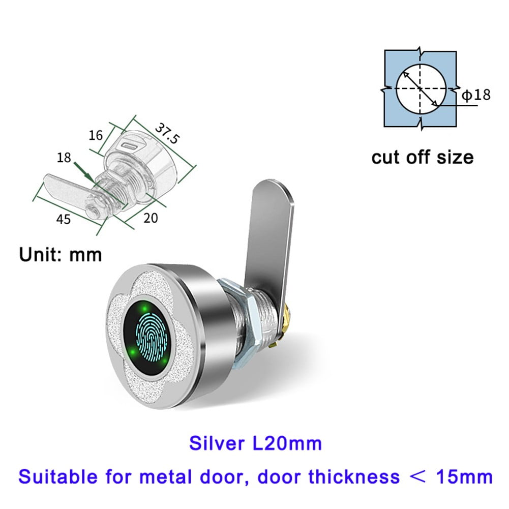 Whatever You Like-Smart Fingerprint Drawer Lock, Rechargeable Cabinet Lock with 360° Biometric Access, 20 Fingerprint Capacity, Aluminum Alloy, USB Charging, 180-Day Battery Life"}