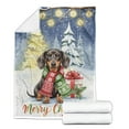 thumbnail image 2 of Merry Christmas Dachshund Snowy Winter with Gifts Tree Decorations Cozy Fleece Blanket Wiener Dog Lover Gifts Idea Warm Soft Throw Blanket - 12020, 2 of 5