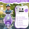thumbnail image 5 of Funcid 12V Ride on Motorcycle with 3 Wheels, 2 Seater Kids Motorcycle with Storage Compartments, 2WD Electric Bike for Toddlers, Stable Structure, Cute Design, Music, LED Lights, Purple, 5 of 9