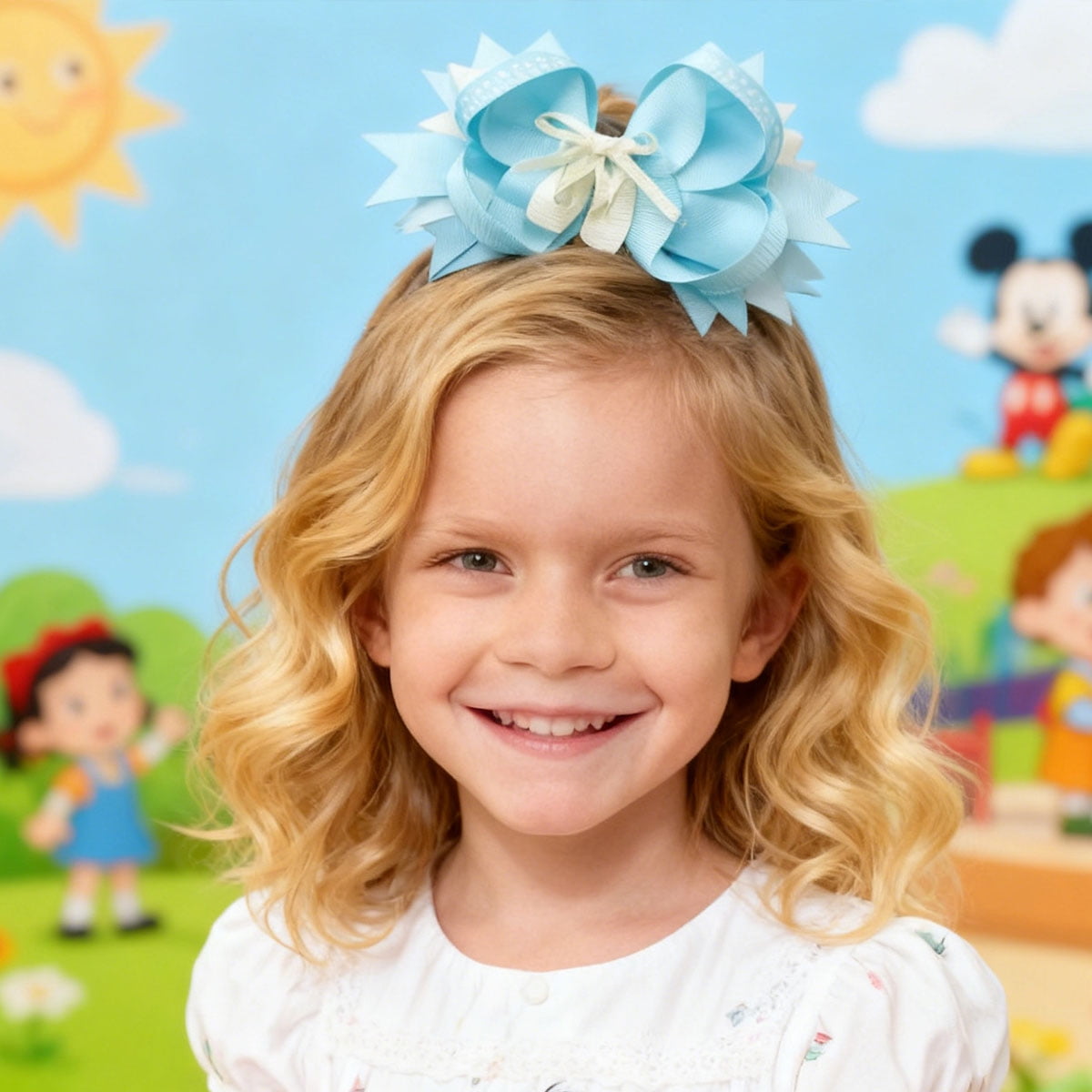 JoyBowie 4 Pcs 5inch Layered Grosgrain Hair Bows for Girls 3-8 Years, Decorative Hair Clips for Birthday Parties & Daily Hairstyles