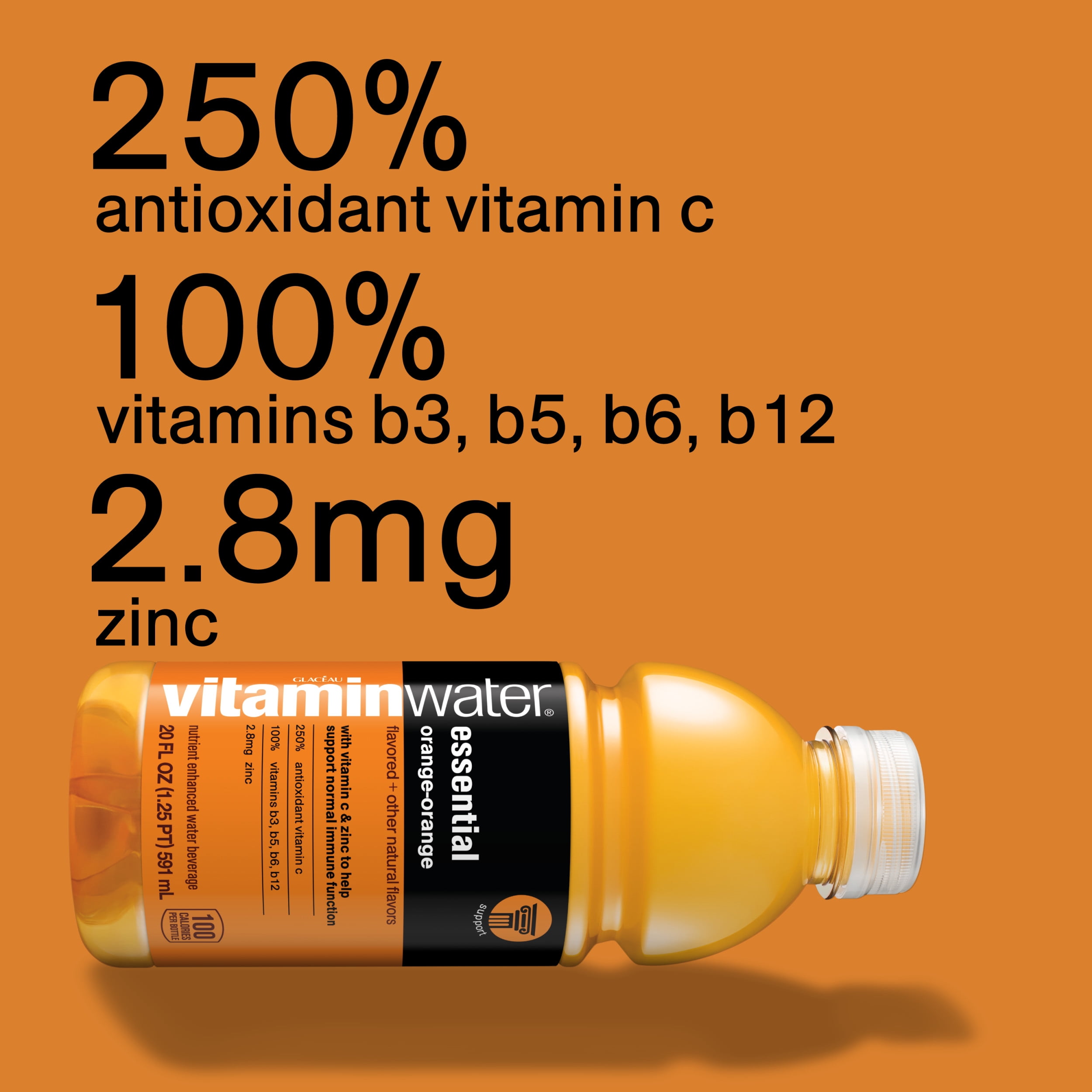 vitaminwater essential electrolyte enhanced water w/ vitamins, orange-orange drinks, 20 fl oz, 24 Pack