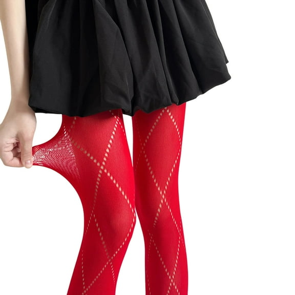 Women Hollowout Argyle Pattern Stockings Mesh Pantyhose Solid Color Spring Opaque Thin Tights Bottoming Leggings Hosiery