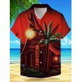 thumbnail image 3 of Camisa hawaiana de vacaciones con máscara tropical para hombre, camiseta de manga corta para exteriores, vacaciones hawaianas, camisa hawaiana de verano, camisa naranja, 3 of 4