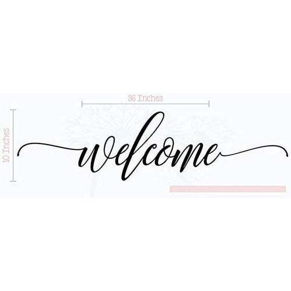 Welcome Hand Script Vinyl Art Wall Stickers Decals Porch Home Decor Lettering, 36 X 10 , Black