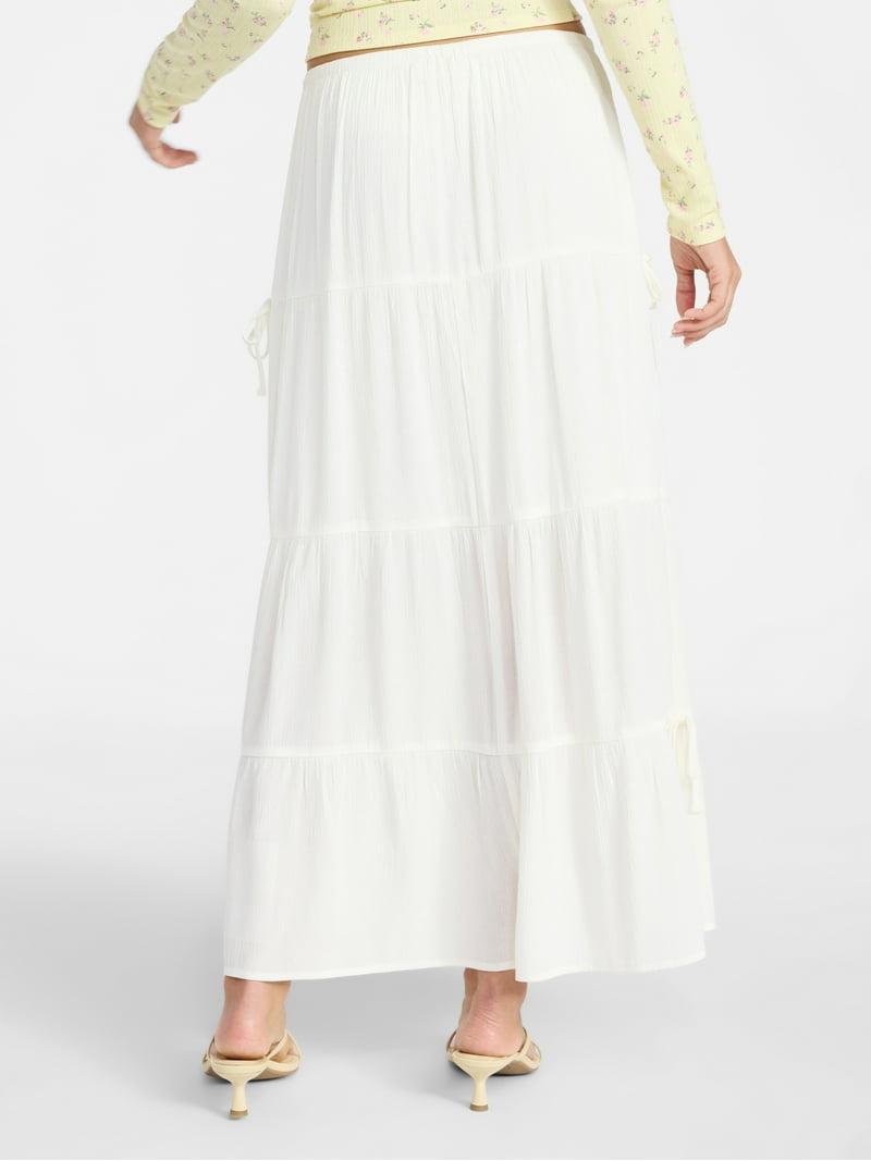 No Boundaries Side Tie Tiered Maxi Skirt, Women's and Women's Plus