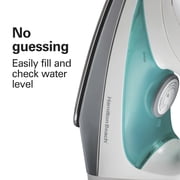 Hamilton Beach Steam Iron for Clothes with Stainless Steel Soleplate, Retractable Cord & Auto Shut-Off, 1200 W, White