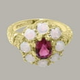thumbnail image 5 of LBG British Made 10k Yellow Gold Natural Pink Tourmaline & Opal Womens Promise Ring - 33 size options - Size 9.5, 5 of 8