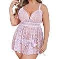 thumbnail image 3 of KISSGAL Plus Size Lingerie for Women Heart Print Lace Nightwear Sheer Cheimse Sleepwear with Lace Up Bows for Valentine, 3 of 6