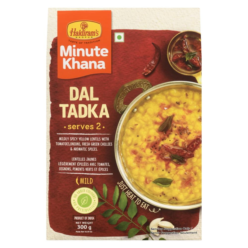 Haldiram RTE Dal Tadka, The original comfort food, Dal Tadka is a classic Haldiram’s recipe that is equal parts wholesome and deliciousness. Enjoy the flavours of the original Indian Dal made with mildly spicy yellow lentils, tomatoes, onion, fresh green chillies & aromatic spices. Haldiram’s Recommendation: Serve h