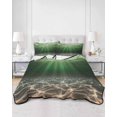 thumbnail image 2 of Quilts Queen Size Bedding Set, Dark Green Ocean Waves Reversible Summer Quilt 3 Pieces, Summer Beach Coastal Abstract Lightweight Bedspreads Coverlets with 2 Pillow Shams for All Seasons, 2 of 5