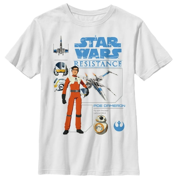 Boy's Star Wars Resistance Poe Profile  Graphic Tee White Medium