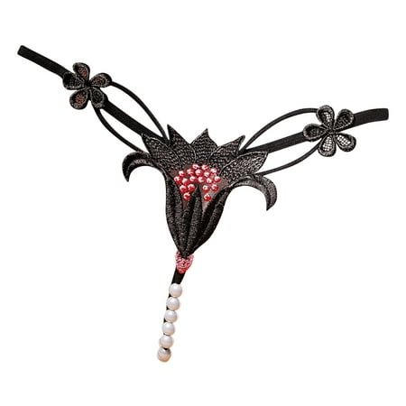 

BELLZELY Shorts for Women Clearance Women s Lace Low Waist Hollow Pearl Sexy Hot Sexy Flower Thong Sexy Underpant