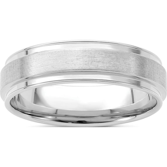 14K White Gold Light Comfort Fit Brush Satin Fancy Band (Size 10.5) Made In United States wb118l-10.5