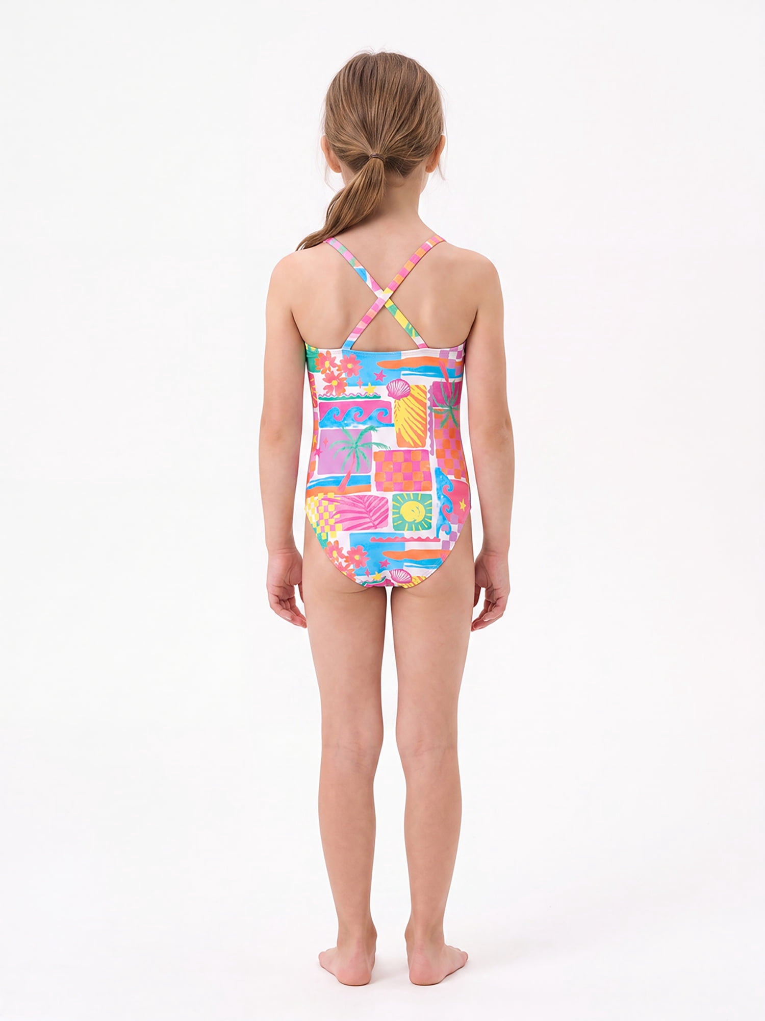 Ocean Gear Girls One Piece Print Swim Suit, Sizes 4-18