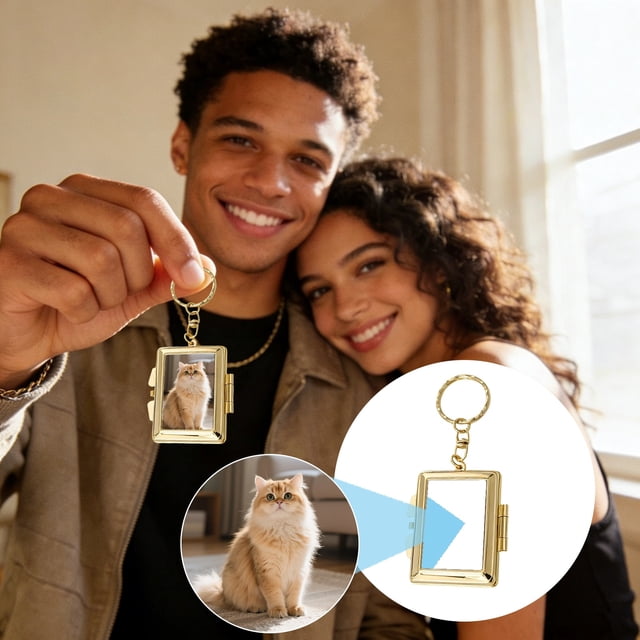 Homekingdee Personalized Photo Compact Mirror Keychain - 5 Shape Choices Portable Folding Vanity Mirror for Purse Makeup Travel Gifts