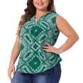 thumbnail image 2 of DARING DIVA Women's Plus Sleeveless Floral Print V Neck Tank Top 2X Green, 2 of 6