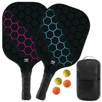Pickleball Paddles Set of 2, USAPA Approved, Fiberglass Surface & Wide Sweet Spot, with 4 Indoor/Outdoor Balls, Carry Bag & Non-Slip Grip