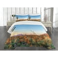 thumbnail image 3 of Ambesonne Saguaro Quilted Bedspread Set 3 Pcs, Sun in Desert Cactus, Queen Size, Orange Blue Green, 3 of 5