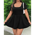thumbnail image 5 of Women'S Mini Dress Square Neck Short Sleeve Ruffle Hem Dresses with Built in Shorts Black XXL, 5 of 7
