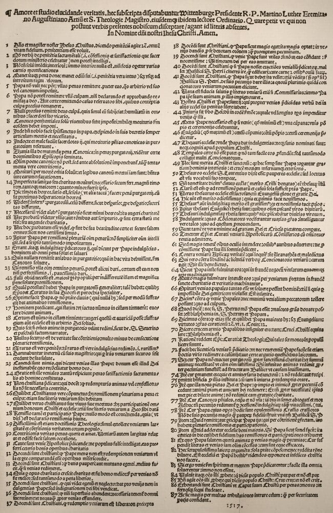 Luther Theses 1517 Nthe 95 Theses Which German Religious Reformer 