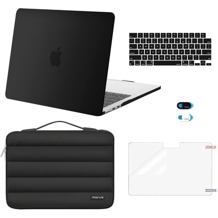 MOSISO Compatible with MacBook Air 13 inch / 13.6 inch Case for M5 A3449 / M4 A3240 / M3 A3113 / M2 A2681 (2022–2026),5-in-1 Set Hard Shell Protective Cover Set