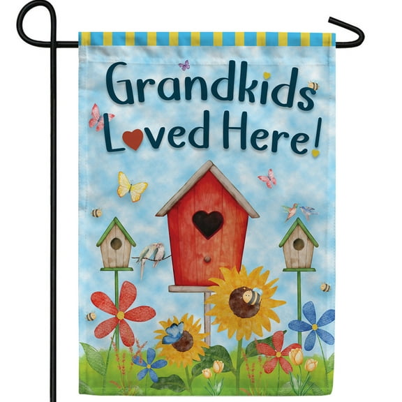 America Forever Grandkids Loved Here Garden Flag, 12.5 x 18 inches Double Sided, Grandchildren Garden Flags, Birdhouse Outdoor Decor, Grandparents Outside Yard Decorations