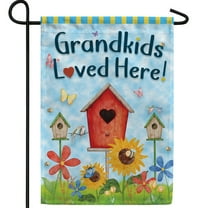 America Forever Grandkids Loved Here Garden Flag, 12.5 x 18 inches Double Sided, Grandchildren Garden Flags, Birdhouse Outdoor Decor, Grandparents Outside Yard Decorations