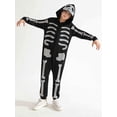 thumbnail image 5 of Usaibhir Boys Girls Halloween Skeleton Costume Unisex Comfy Zip Up Jumpsuit Skull Hoodie Cosplay Outfit for Kids 3-12T, 5 of 10