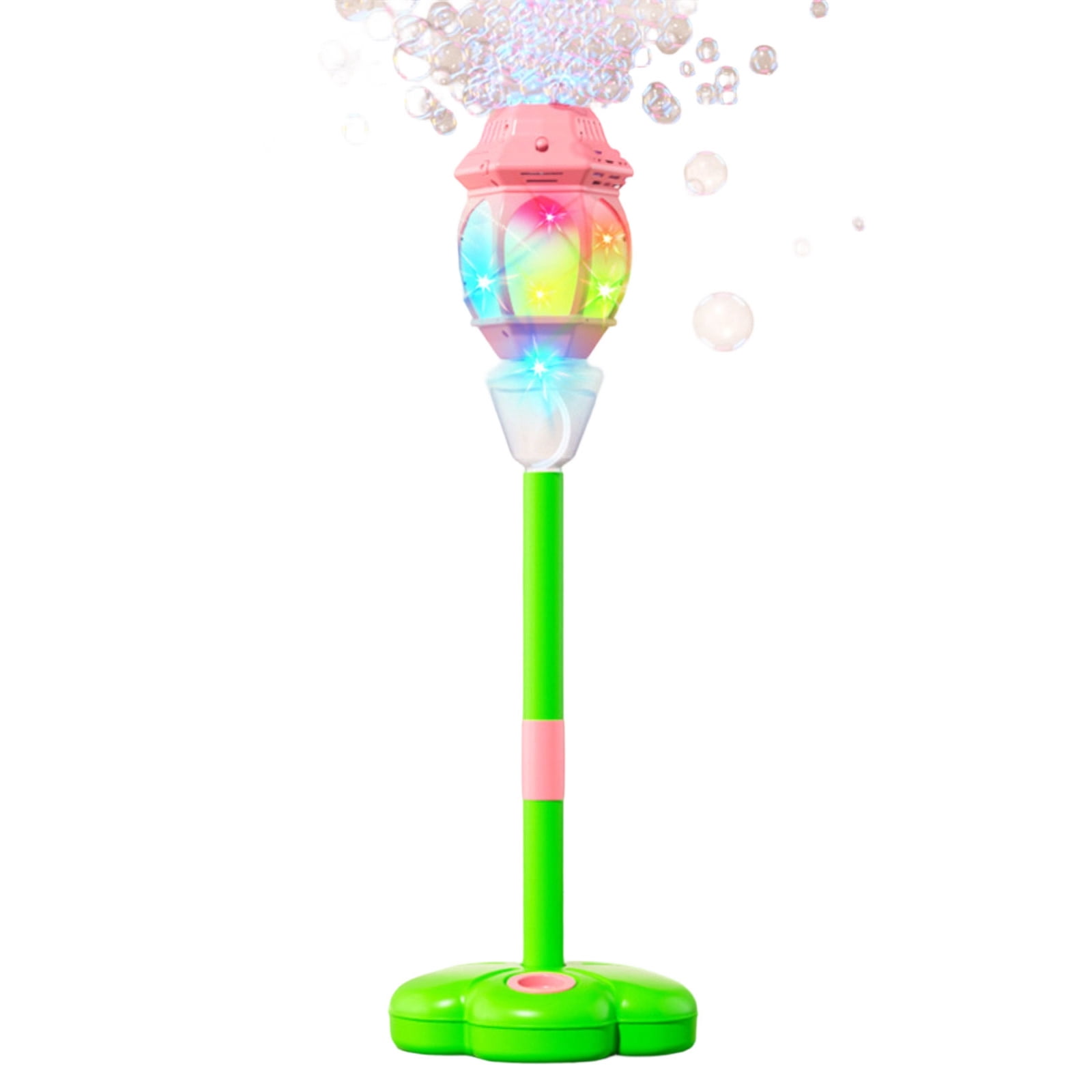Bubble Maker, Street Lamp Bubble Machine, Automatic Standing Bubble Machine with Music and Lights, Height Adjustable Up to 47 Inches, Rechargeable
