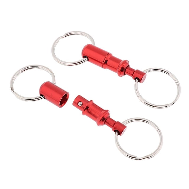 2 Pack Porte-Clés Double à Tirer Robustes, Porte-Clés Détachables, Ensemble de 2 Pcs, Rouge, Tel Que Décrit