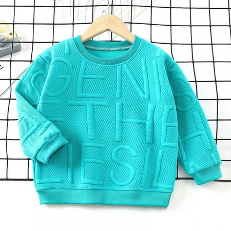 

Xmarks Boys Girl Crewneck Thin Sweatshirt Sport Long Sleeve Cotton Pullover Tops Kids Toddler Solid T-Shirt Green