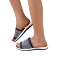 thumbnail image 3 of dmqupv Womens Shoes House Slippers with Arch Support for Women Moccasins Shoes Rhinestone Platform Women Slippers Open Toe Black Dark Blue 7.5, 3 of 5