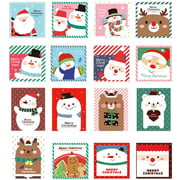 16 Pack Small Merry Christmas Greeting Cards, Festival Color Cute Small Size 9 x 9 cm/ 9 x 12 cm Xmas Greeting Cards Set with Envelop, Pack of 16, C3