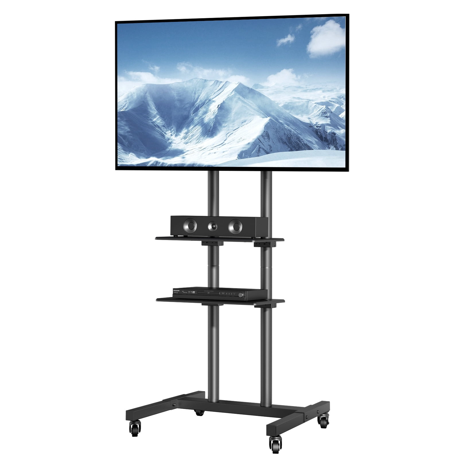 KFFKFF Mobile TV Stand Mobile TV Cart for 32"-70" TVs with Wheels & A Tray