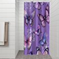 thumbnail image 2 of Purple Butterfly Flower Pattern Shower Curtain 36"x72" ,Bathroom Decorative Shower Curtains Set with 12 Hooks,Modern Waterproof Washable Shower Curtain, 2 of 6